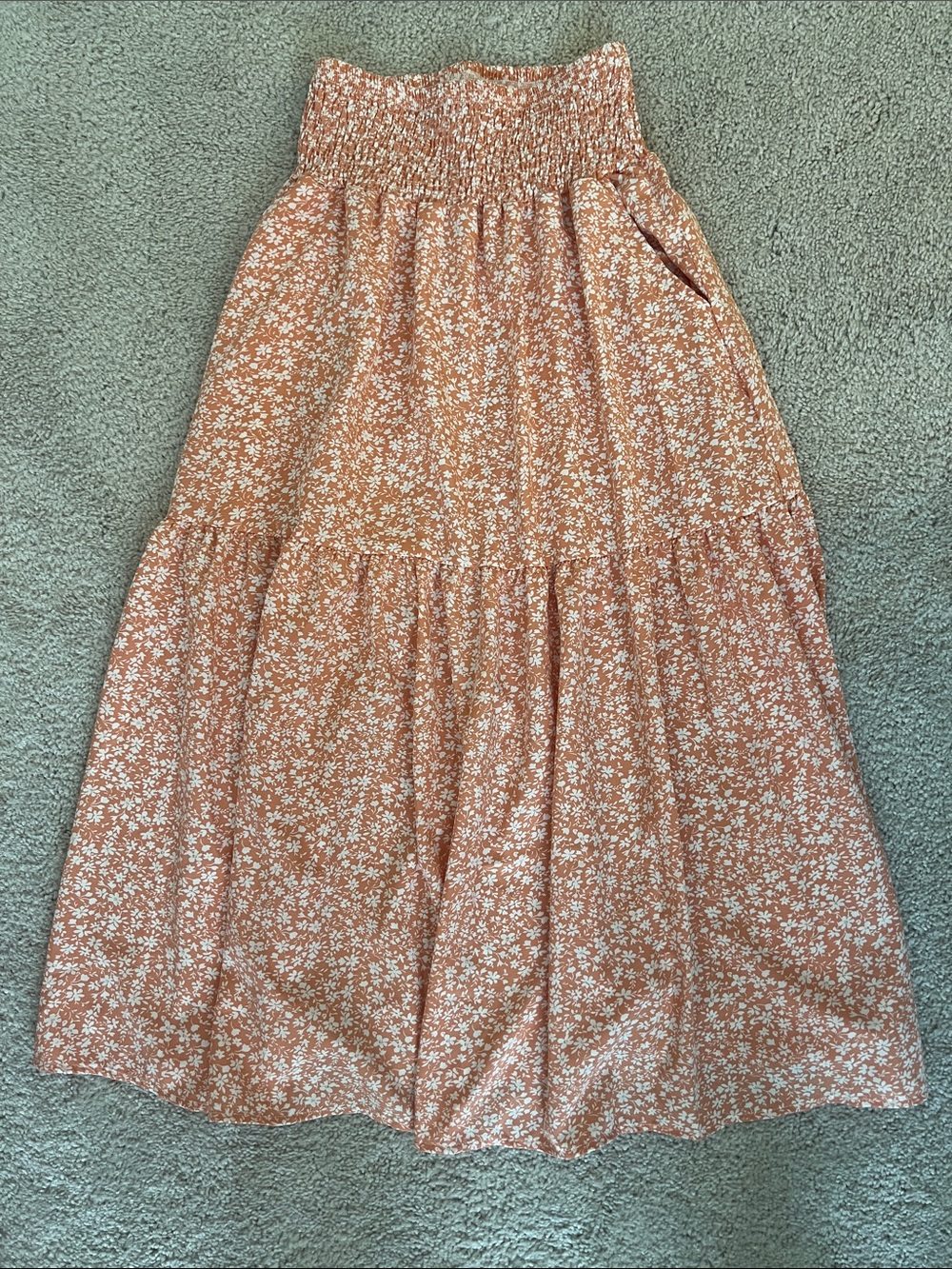 SHEIN Orange Floral Maxi Skirt - small